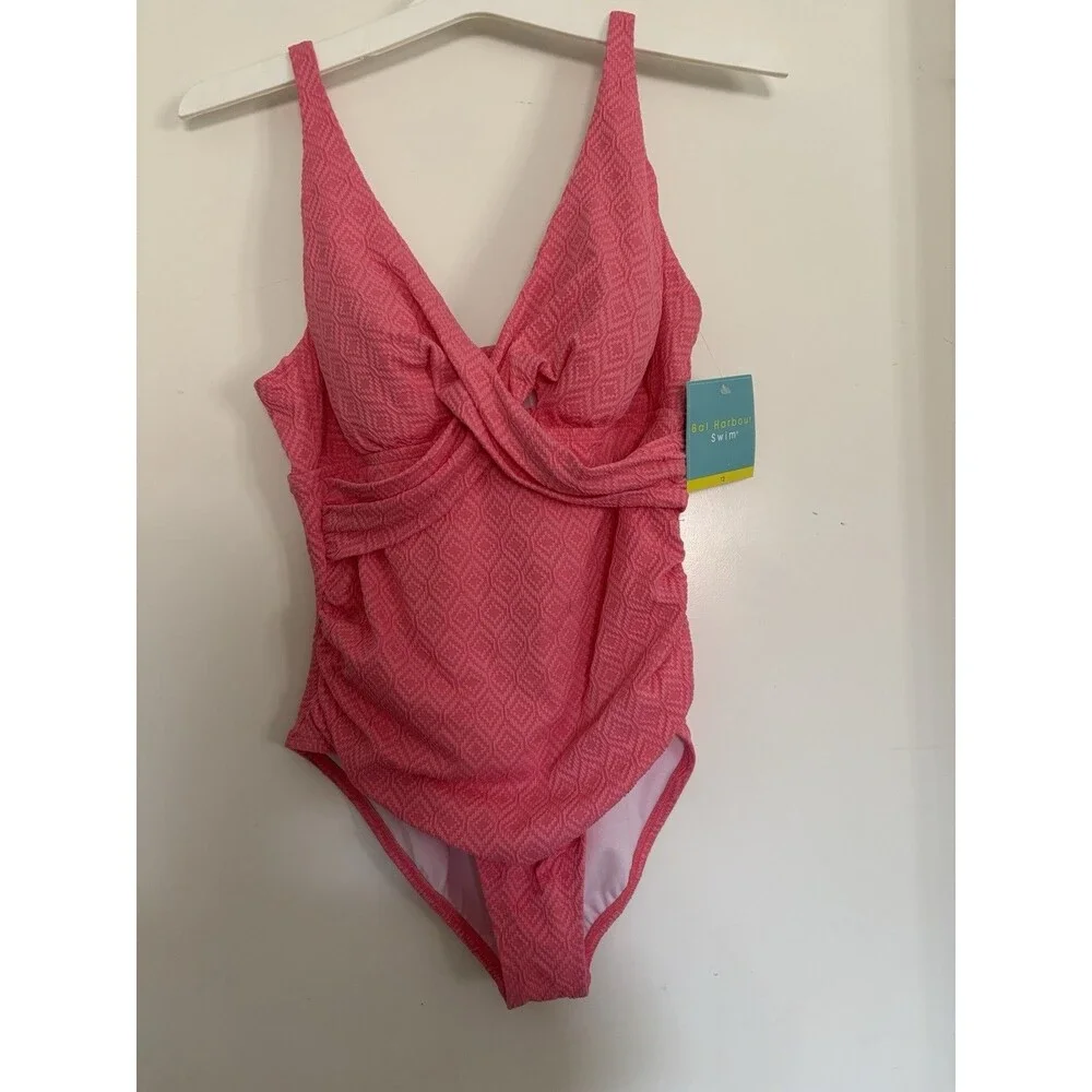 Women’s Bal Harbour Crossover One-Piece Swimsuit Size 12 Guava